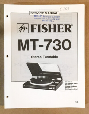 Fisher MT-730 Record Player / Turntable Service Manual *Original* #2-image