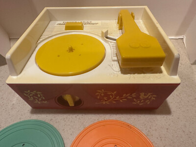 Fisher Price Retro Toy 2014 Music Box Record Player With 5 Records tested works-image