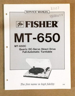 Fisher MT-650 Record Player / Turntable Service Manual *Original*-image