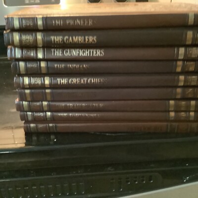 Time Life Books ~The Old West Series Set ~ 9 Volume ~ Brown Leather Hardcover-image