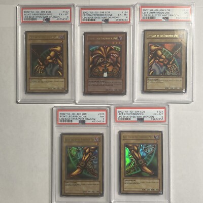 Yugioh 2002 Exodia the Forbidden One LOB 120-124 Complete Set PSA 7 PSA 6-image