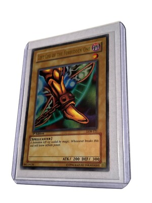 Yugioh TCG - Exodia Left Leg Of The Forbidden One 1st Edition LOB-A121 RARE MP-image