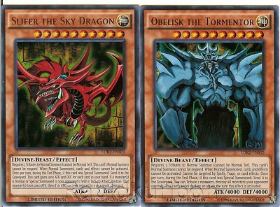 Yugioh Egyptian God Cards Slifer Sky Dragon Obelisk Tormentor Ultra Rare Set-image