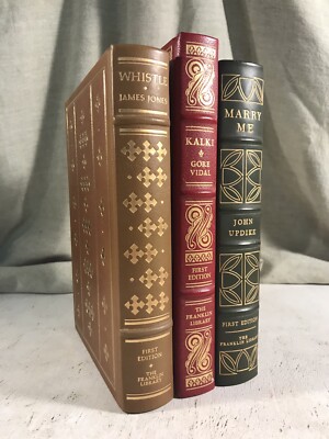 Franklin Library 3 Book First Edition Bundle Full Leather Updike Jones Vidal-image