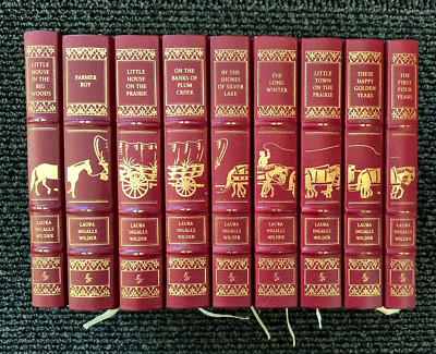 9 Complete Little House Series Easton Press Leather 1995 Laura Ingalls Wilder-image
