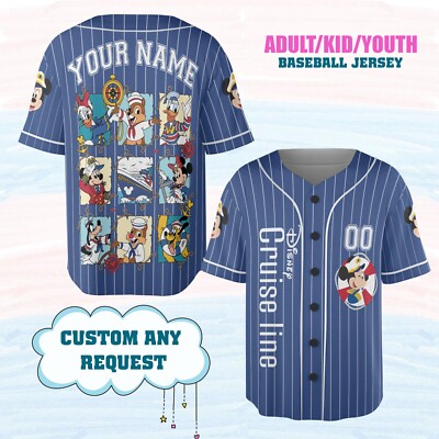 Custom Mickey Cruise Line Disney Baseball Jersey Kid Men Women Gift NEW-image