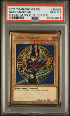 2021 PSA 10 YUGIOH EL DORADO MGED 1ST ED GOLD ULTRA RARE DARK MAGICIAN 💫-image