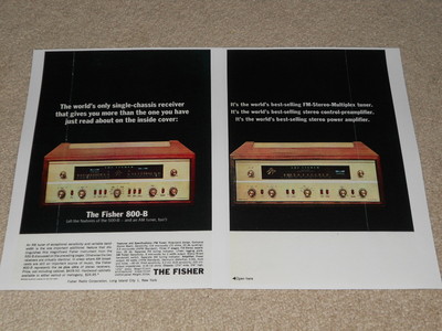 Fisher Tube Receiver Ad, 500-B, 800-B, 1964, 2 pg, Color, Beautiful!-image