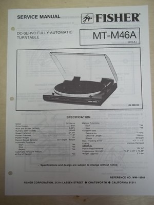 Fisher Service/Repair Manual~MT-46A Turntable-image