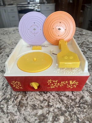 MATTEL FISHER PRICE MUSIC BOX RECORD PLAYER 2010 VERSION W 2 RECORDS Works-image