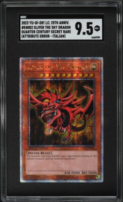 2023 Yugioh Quarter Century Rare - Slifer The Sky Dragon #LC01-EN002 SGC 9.5-image