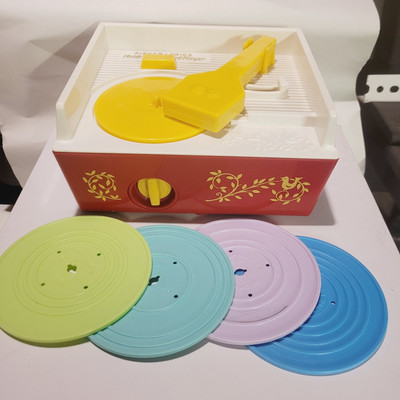 Mattel Fisher Price Music Box Record Player 4 Records 2014 Version Tested Works-image