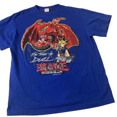 Vintage 1996 Yu-Gi-Oh! Slifer The Sky Dragon T-Shirt Youth XL 14/16 blue shadow-image