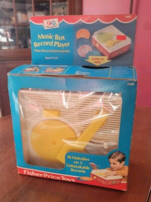 Fisher Price Music Box Toy Record Player - 1971 MiB Window Box - Looks Great-image