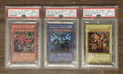 Yu-Gi-Oh! Slifer Sky Dragon Obelisk The Winged Dragon Ra GBI-001 002 003 PSA 10-image