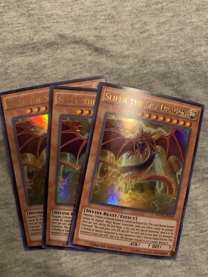 X3 YUGIOH! 1-SLIFER THE SKY DRAGON-ULTRA RARE-LIMITED EDITION-MVP1-ENSV6 X3-image
