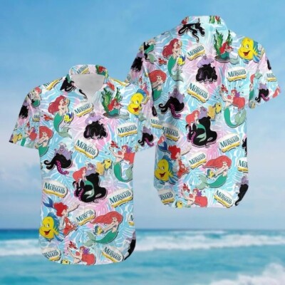 Enchanting The Little Mermaid Gift For Fan Tropical Leaves Summer Hawaiian Shirt-image