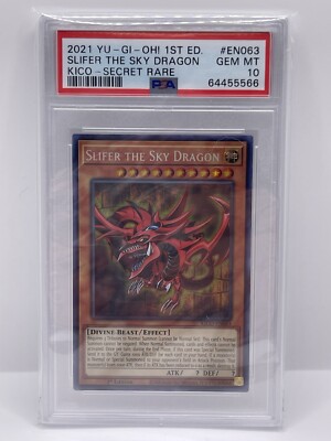 2021 YU-GI-OH! KING'S COURT 1ST EDITION-SECRET RARE SLIFER THE SKY DRAGON PSA 10-image
