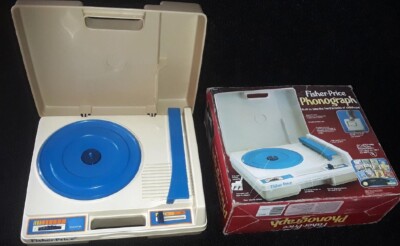 *NICE!* WORKING VINTAGE FISHER PRICE 825 PHONOGRAPH RECORD  PLAYER ORIGINAL BOX!-image