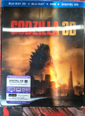 Godzilla 3D (Blu-ray 3D/Blu-ray, 2014) Ken Watanabe Elizabeth Olsen SEE PICS!-image