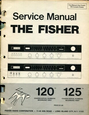 Vintage Fisher Model 120/125 FM/AM Stereo Receiver Service Manual Beg SN 10001-image