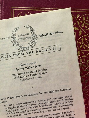 EASTON PRESS Sir Walter Scott KENILWORTH Leather Bound Famous Edition AEG 1966-image