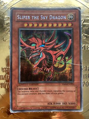 Slifer The Sky Dragon Secret Rare Limited Edition Yma-en001 Wear On Card-image