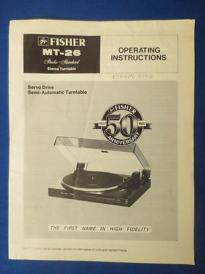 FISHER MT-26 TURNTABLE OWNERS OPERATING MANUAL ORIGINAL THE REAL THING-image