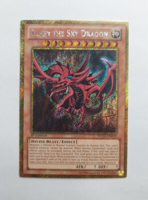 PGLD-EN032 Slifer The Sky Dragon Gold Secret Rare 1st Edition NM Yugioh Card-image