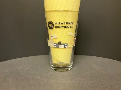 MKE Milwaukee Brewing Company Pint Beer Glass Skyline - MKE Ale House w/Godzilla-image