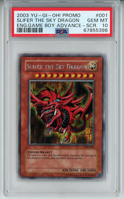 2003 YUGIOH GBI-001 SLIFER THE SKY DRAGON SECRET RARE HOLO PSA 10 GEM #67855396-image