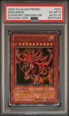 PSA 6 Auto 10 Slifer the Sky Dragon  GBI-001 Dan Green “The Pharaoh” Gold Paint-image