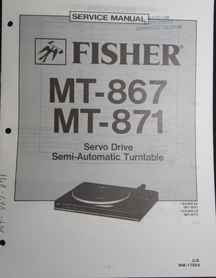 Fisher MT-867 MT-871 Service Manual Semi-Automatic Turntable Original-image