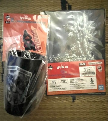 Ichibankuji Godzilla Black Tumbler Acrylic Stand Artboard 4-piece Set Used-image