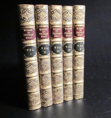 Thomas Gray Works,(1836) Leather bound by Riviere-5 vols.-image