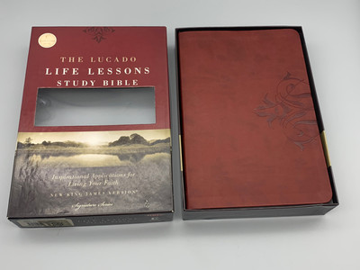 The Lucado Life Lessons NKJV Study Bible Burgundy Leather Signature Series 2010-image