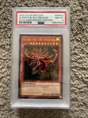 2023 YU-GI-OH! LC01-LEGEND COLL: 25TH ANV ED #EN002 SLIFER THE SKY DRAGON PSA 8-image