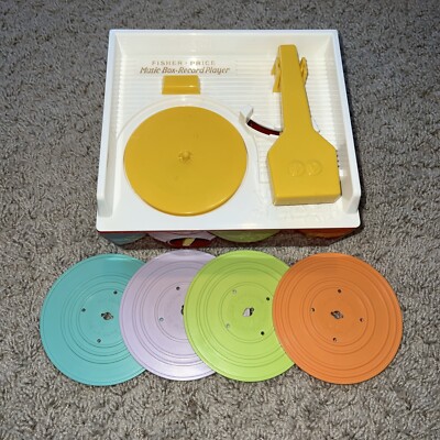 Fisher-Price Multicolor Portable Music Box Record Player Turntable Toy W/ 4Discs-image