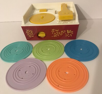 Fisher Price Musical Box Record Player Complete 2014 Version Tested 5 Disc's-image