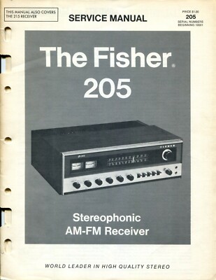 Vntg Fisher Model 205 Stereophonic Receiver Service Manual (Beg Serial #10001)-image