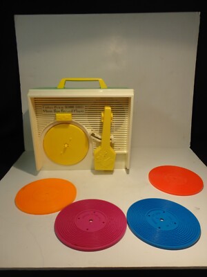 Vintage 1984 Fisher Price Sesame Street Music Box Record Player With 4 Records-image