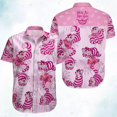 Cute Cheshire Cat We're All Mad Here Alice In Wonderland Summer Hawaiian Shirt -image