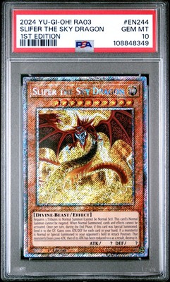 PSA 10 Slifer the Sky Dragon Platinum Secret Rare RA03-EN244 Bonanza-image