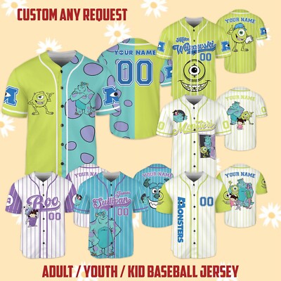 Custom Monster Inc Disney Baseball Jersey Team Kid Men Women Gift NEW-image