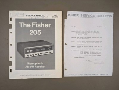 The Fisher 205 Stereophonic AM-FM Receiver Service Manual D-874-image