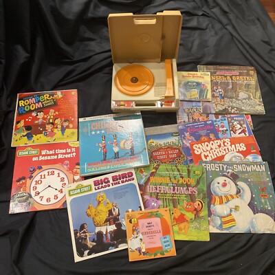 VTG 1979 Fisher Price Record Player Phonograph Turntable & Records~Needs Needle-image