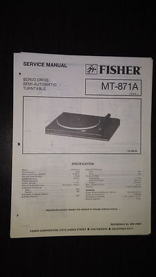 Fisher mt-871a Service Manual original book stereo turntable record player-image