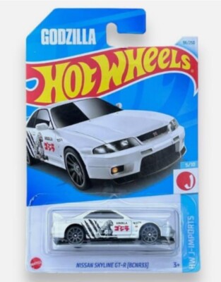 Hot Wheels 2024 Godzilla Skyline (BNR33) White W/Wing Bend Error In A Protector-image
