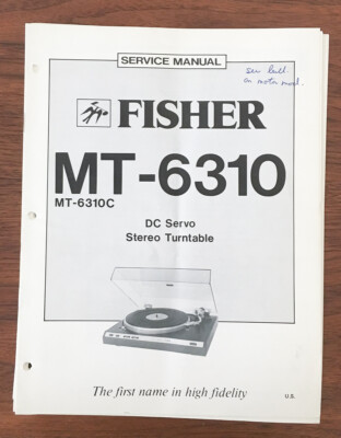 Fisher MT-6310 Record Player / Turntable Service Manual *Original*-image