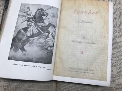 Sir Walter Scott Ivanhoe Romance Leather Softcover w 1924 Christmas Inscription-image